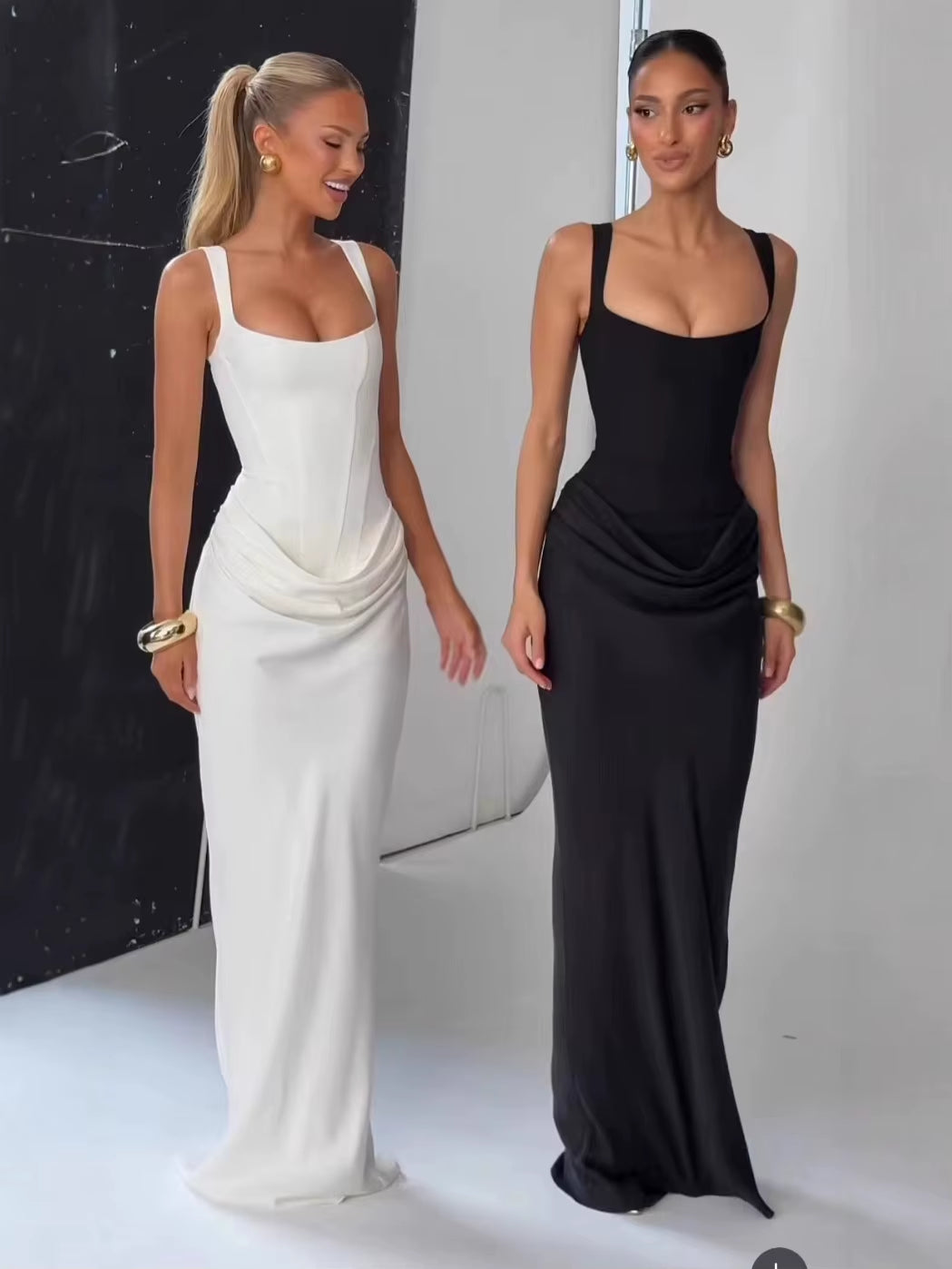 Sexy Backless Ruched Maxi Dress