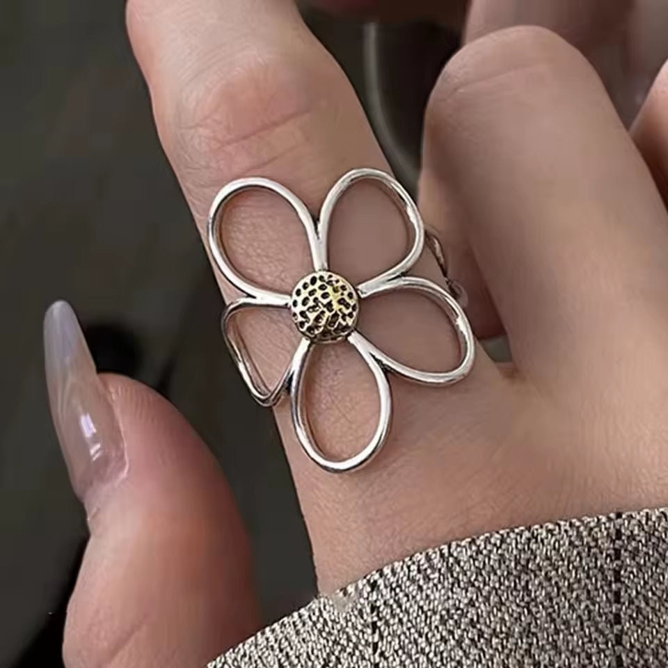 Silver Flower Ring for Women