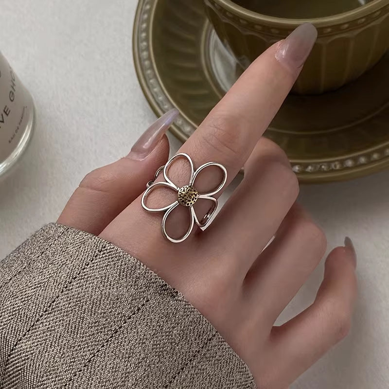 Silver Flower Ring for Women