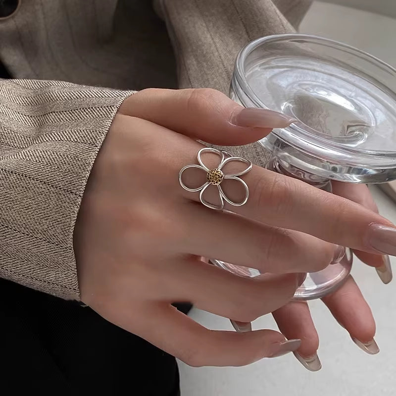 Silver Flower Ring for Women