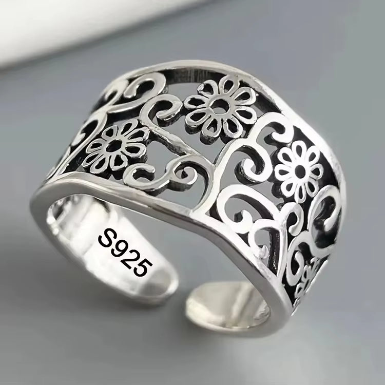 Silver Flower Ring for Women