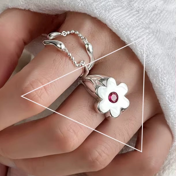 Silver Flower Ring for Women