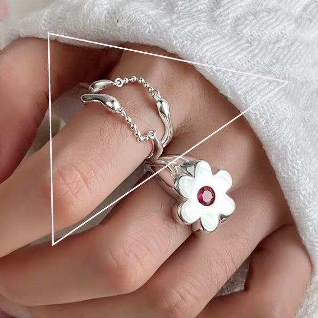Silver Flower Ring for Women