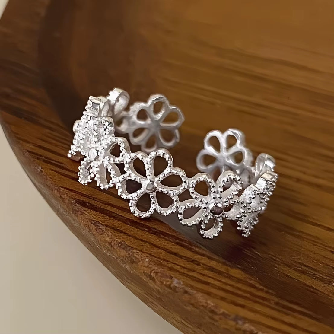 Silver Flower Ring for Women