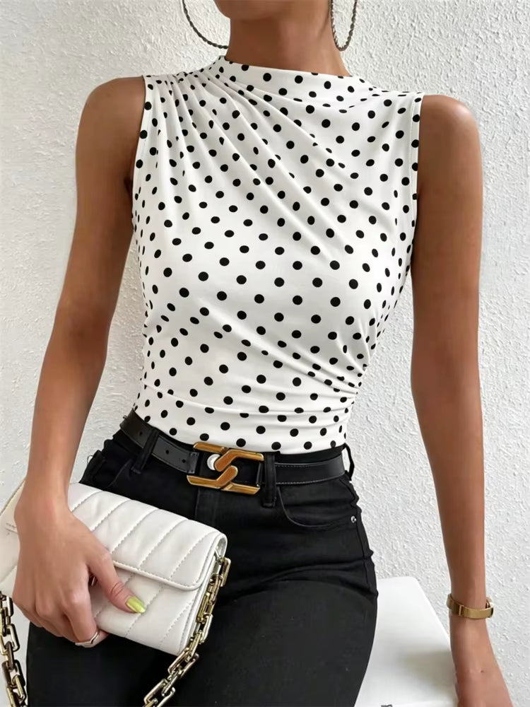 Mock Neck Ruched Tank Top